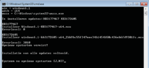 Als het script zijn werk heeft gedaan (hier bij een 64-bit Windows 7) moet je de pc opnieuw opstarten.