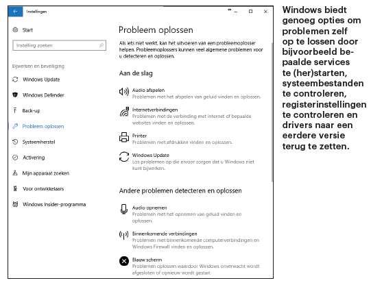 Windows herstellen repareren probleem oplossen probleemoplosser