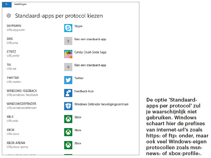 openen met programma bestand bestandstype Windows 10 Standaard-app per protocol prefix Verkenner standaardprogramma bestandstype koppelen voorkeur instellen kiezen